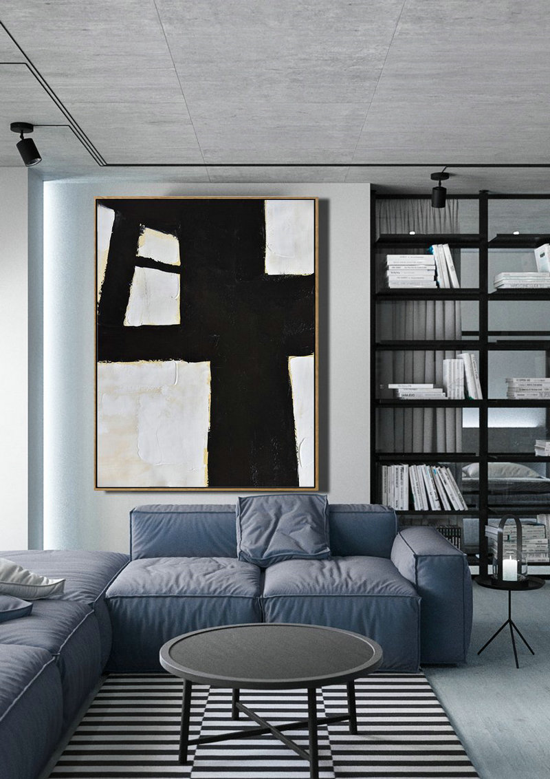 Large Abstract Art,Minimalist Painting On Canvas, Palette Knife Vertical Minimal Art - Acrylic Painting On Canvas